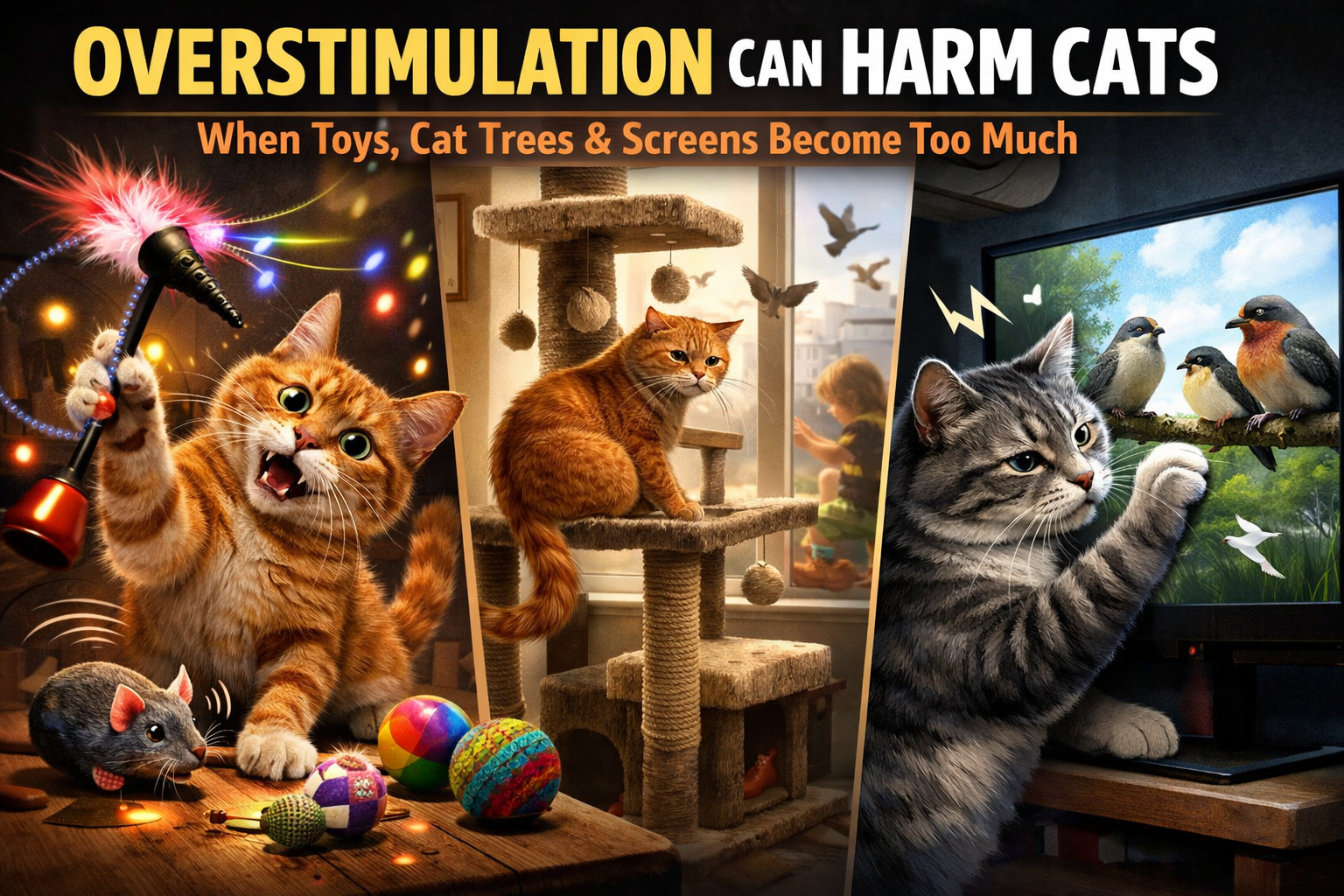 Overstimulation Can Harm Cats: When Toys, Cat Trees, and Screens Become Too Much